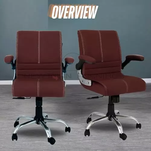 NEWTURN Maxson Revolving Office Chair Mid Back Standard Size Metal Material 5 Wheel Revolving CR Brown