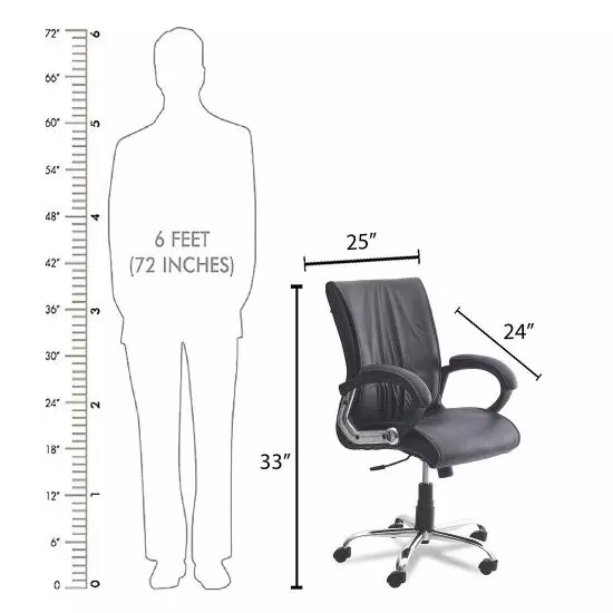 Ib basics Black Leatherette Lavazi Medium Back Ergonomicanomic Office Executive Chair