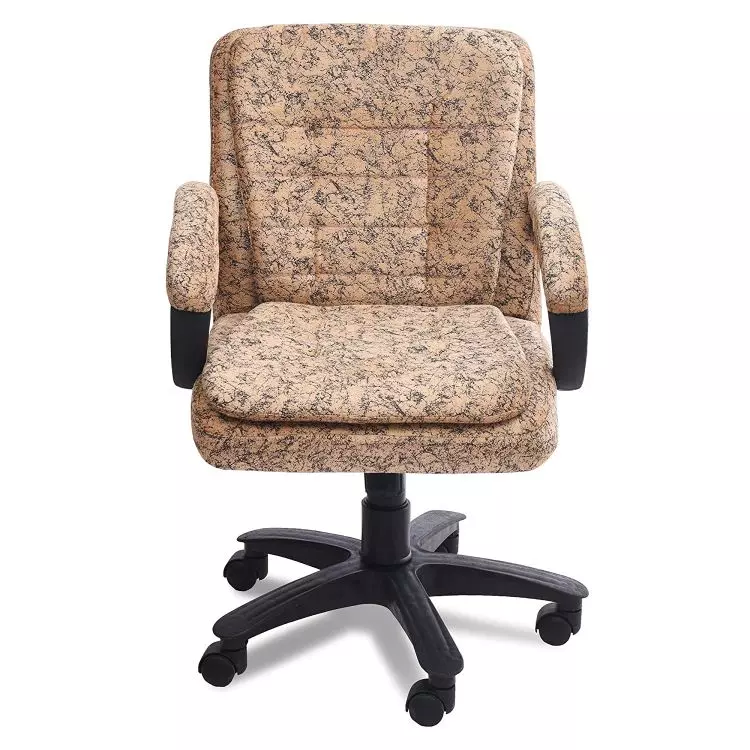Ib basics Beige Leatherette Medium Back Fabric Office Desk Chair