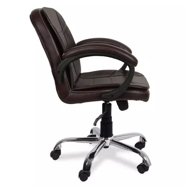 Ib basics Dark Bown Leatherette Baxtonn Low Back Office Executive Chair Set of 2