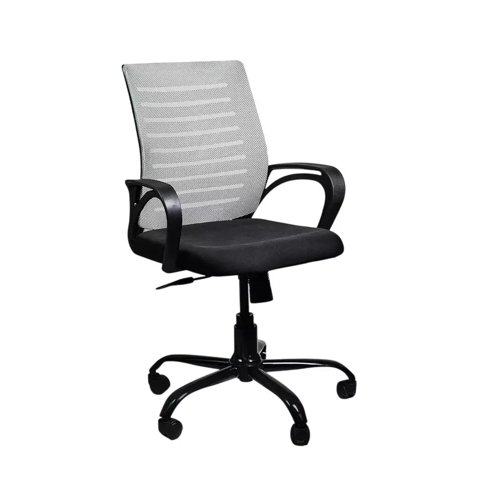 ZIDLE Rise Low Back Office Chair Grey & Black Mesh with Spacious Seat, Revolving, Tilting Mechanism & Heavy Duty Metal Base