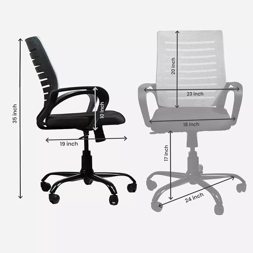 zidle-rise-low-back-office-chair-grey-black-mesh-with-spacious-seat-revolving-tilting-mechanism-heavy-duty-metal-base