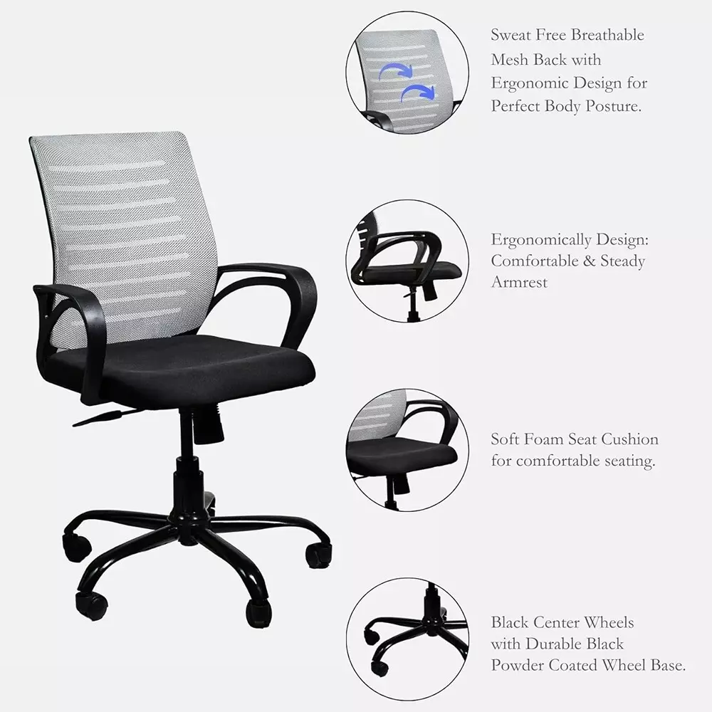 zidle-rise-low-back-office-chair-grey-black-mesh-with-spacious-seat-revolving-tilting-mechanism-heavy-duty-metal-base