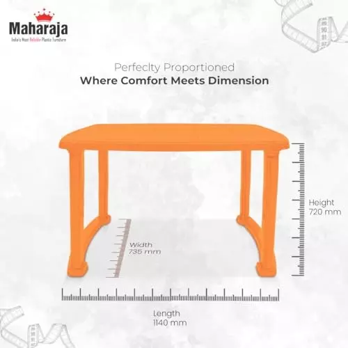 maharaja-classic-dining-table-virgin-plastic-material-114x73x72-cm-size-orange