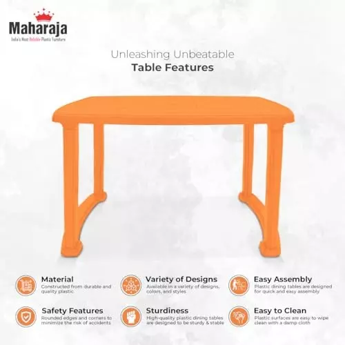 maharaja-classic-dining-table-virgin-plastic-material-114x73x72-cm-size-orange