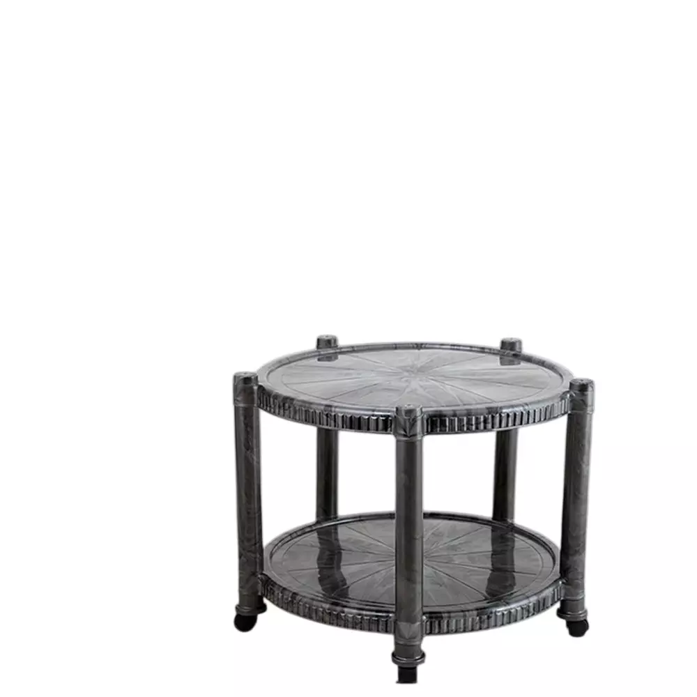Maharaja T-5 Center Trolley Table Plastic Round Shape Weather Proof, Silver