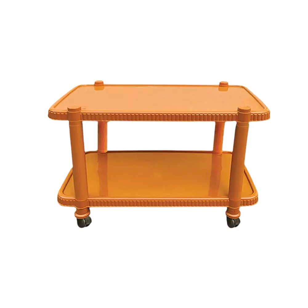 Maharaja T-4 Center Trolley Table Plastic Rectangular Shape Weather Proof, Gold
