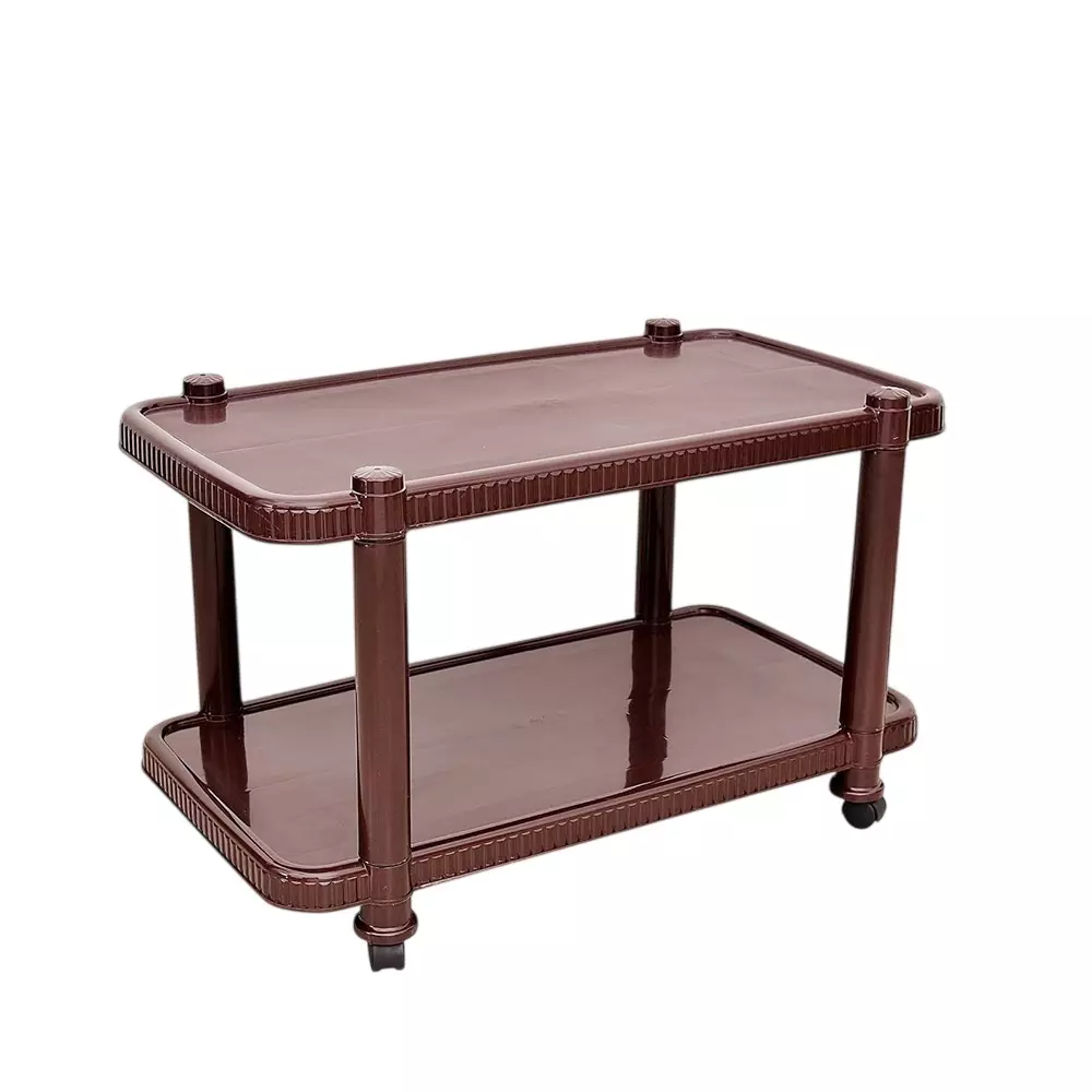 Maharaja T-4 Center Trolley Table Plastic Rectangular Shape Weather Proof, Brown