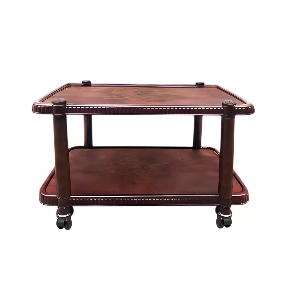 Maharaja T-4 Center Trolley Table Plastic Rectangular Shape Weather Proof, Teakwood