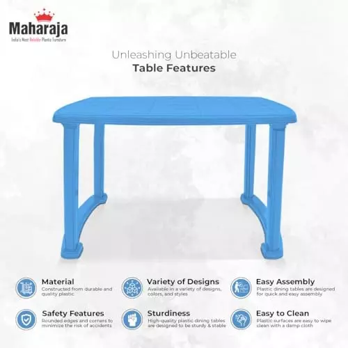 maharaja-classic-dining-table-virgin-plastic-material-114x73x72-cm-size-blue