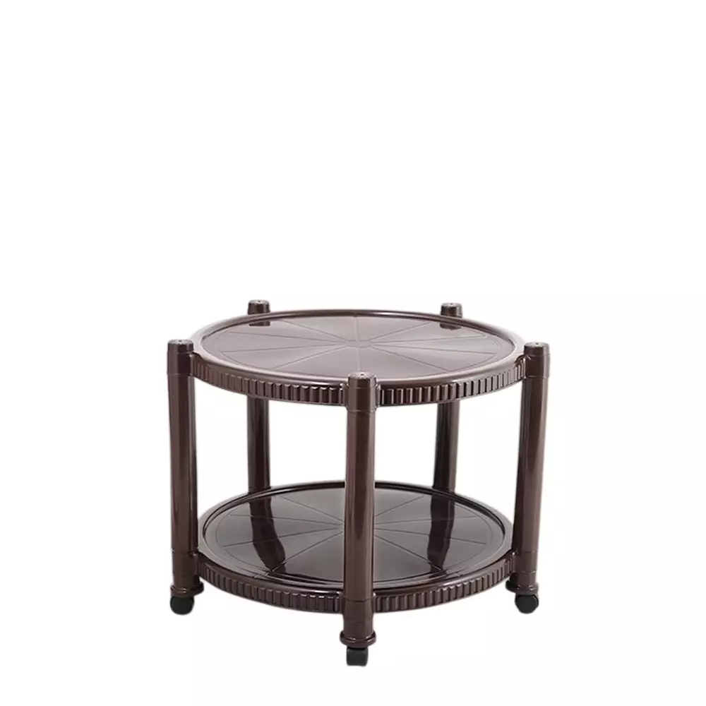 Maharaja T-5 Center Trolley Table Plastic Round Shape Weather Proof, Brown