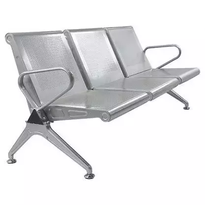 Vj Interior VJ-939-THREE SEATER-PERFORATED-V 3 Seater Mild Steel Waiting /Reception chair , Silver