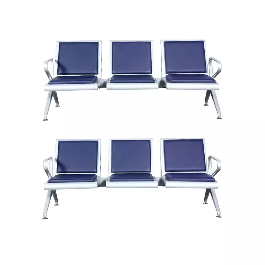 Ergonomica PELICAN 3 Seater Mild steel Waiting /Reception chair with Cushion(Set of 2) Blue