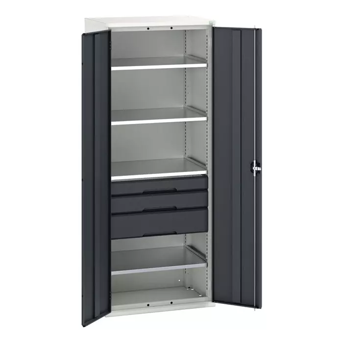 Bott 2 Door 3 Drawer Sheet Steel Floor Standing Cupboard 800x550x2000 mm, 16926456.19