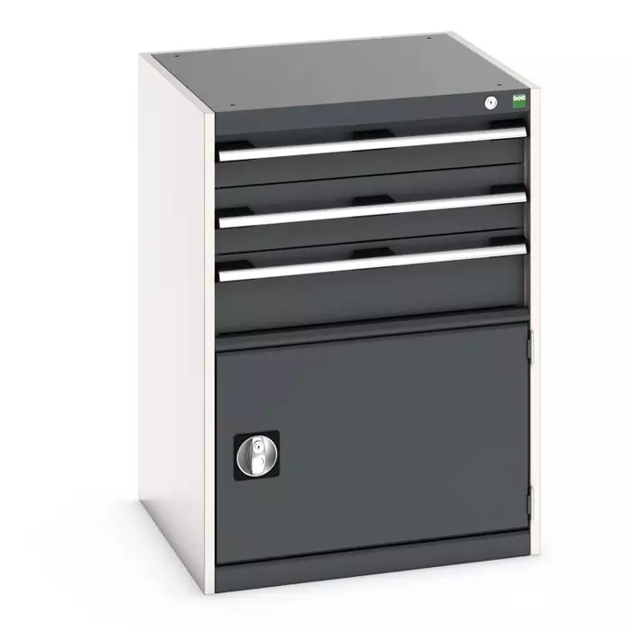 Bott 1 Door 3 Drawer Sheet Steel Floor Standing Cabinet 650x650x900 mm, 40019043.19V