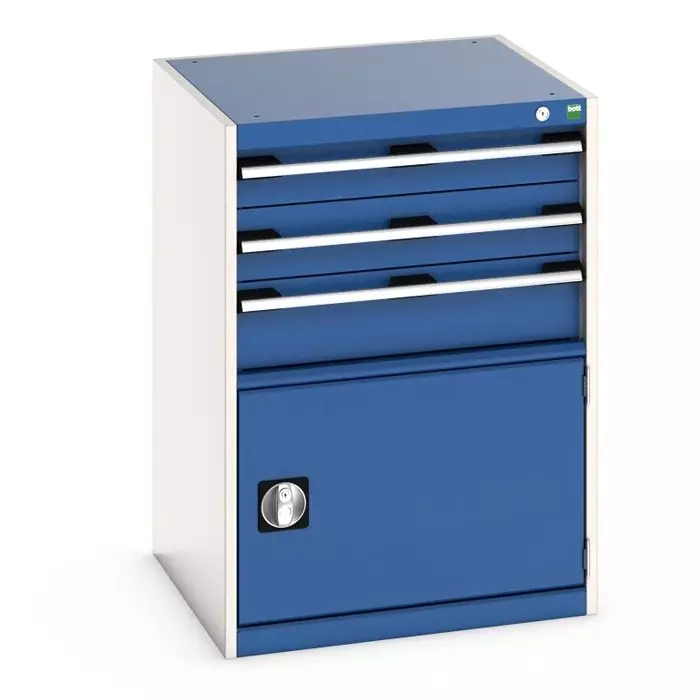 Bott 1 Door 3 Drawer Sheet Steel Floor Standing Cabinet 650x650x900 mm, 40019043.11V