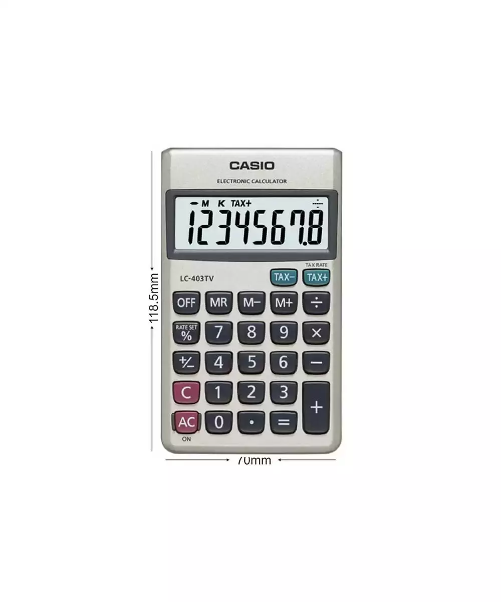 Casio LC403TV Grey 8 Digit Portable Calculator