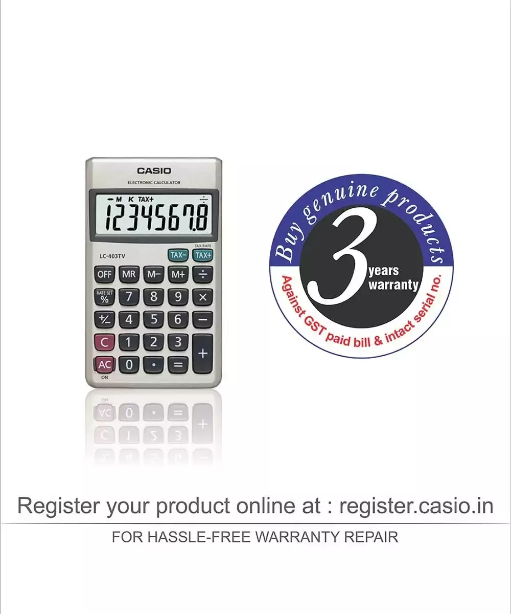 Casio LC403TV Grey 8 Digit Portable Calculator