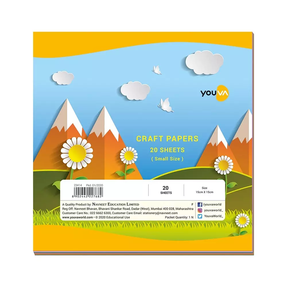 Youva Craft Paper 15cmx15cm Multicolor 20 Sheets Regular Small