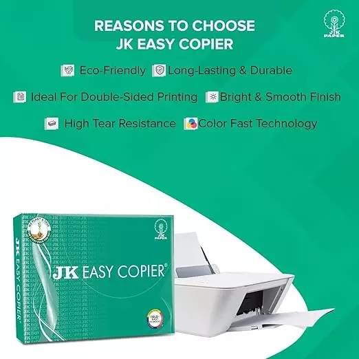JK Easy 70 GSM A4 Size Multipurpose Copier Paper 500 Sheets White (Pack of 1 Ream)