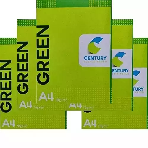 Century Green 70 GSM A4 Size Multipurpose Copier Paper 500 Sheets, White (Pack of 5 Ream)