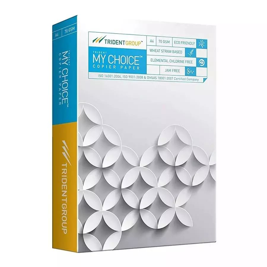 Trident My Choice 70 GSM A4 Size Multipurpose Copier Paper 500 Sheets, White (Pack of 20 Ream)