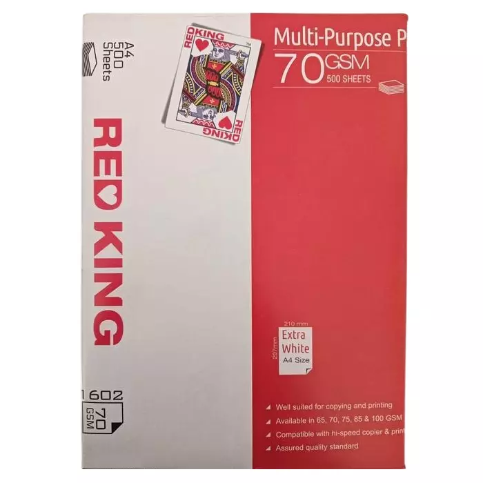 Red King Copier Paper A4 Size 70 GSM (Pack of 10 Ream)