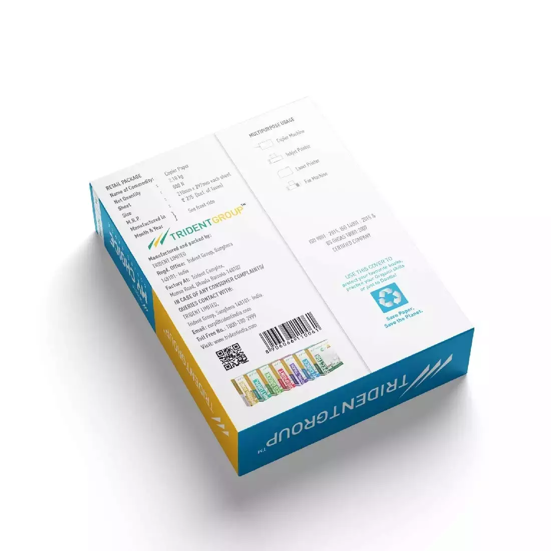 Trident My Choice 70 GSM A4 Size Multipurpose Copier Paper 500 Sheets, White (Pack of 5 Ream)
