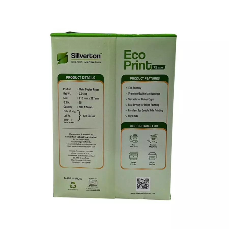 Silverton 75 GSM White A4 Size Copier Paper (Pack of 5 Ream)