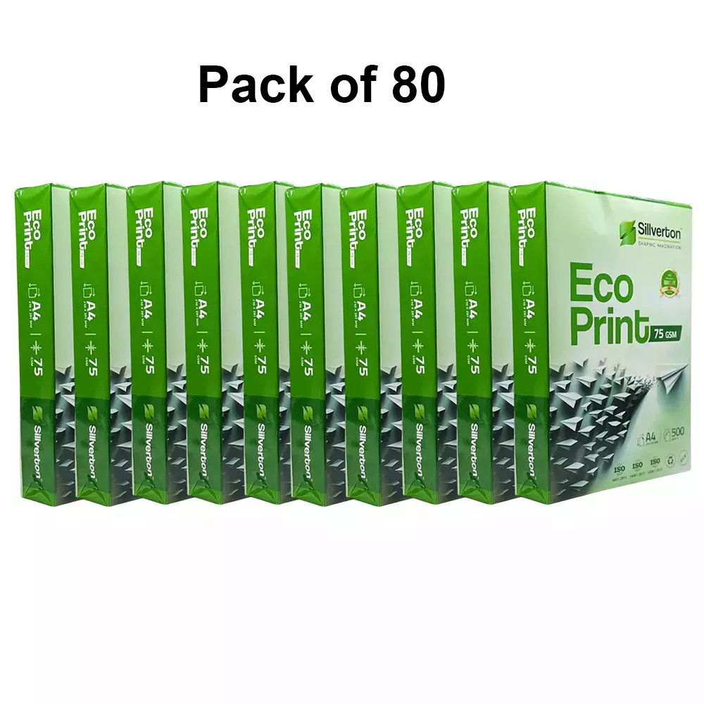 Silverton 75 GSM White A4 Size Copier Paper (Pack of 80 Ream)