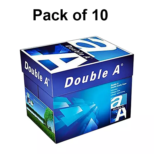 Double A 500 Sheets Per Ream Copier Paper 80 GSM White A4 Size (Pack of 10 Ream)