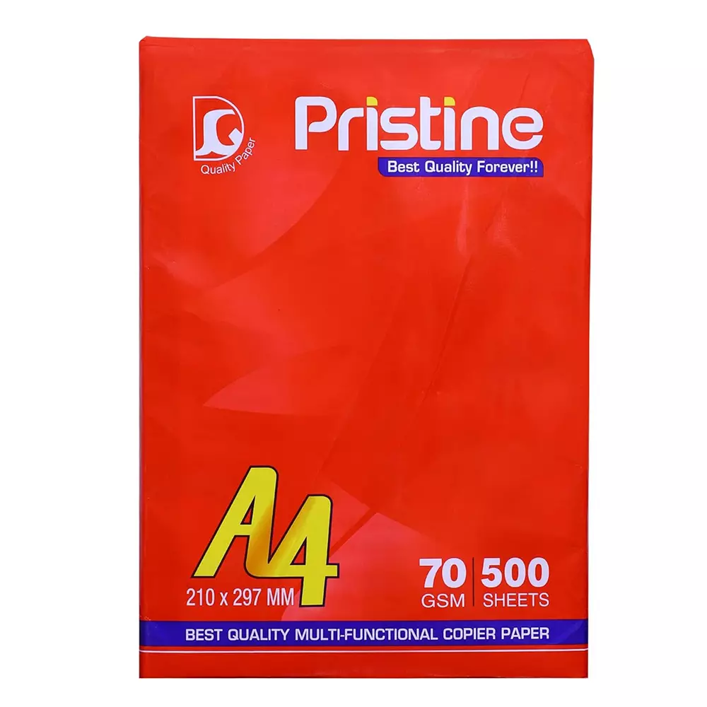 Pristine Copier Paper 70 GSM A4 Size 500 Sheets White (Pack of 10 Ream)