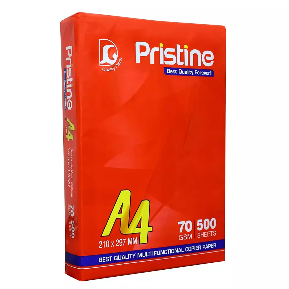Pristine Copier Paper 70 GSM A4 Size 500 Sheets White (Pack of 10 Ream)