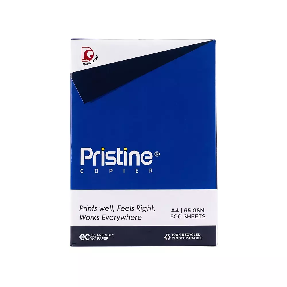Pristine Copier Paper 65 GSM A4 Size 500 Sheets White (Pack of 40 Ream)