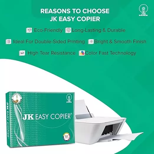 JK Easy Copier Paper 70 GSM FS Size 500 Sheets (Pack of 1 Ream)