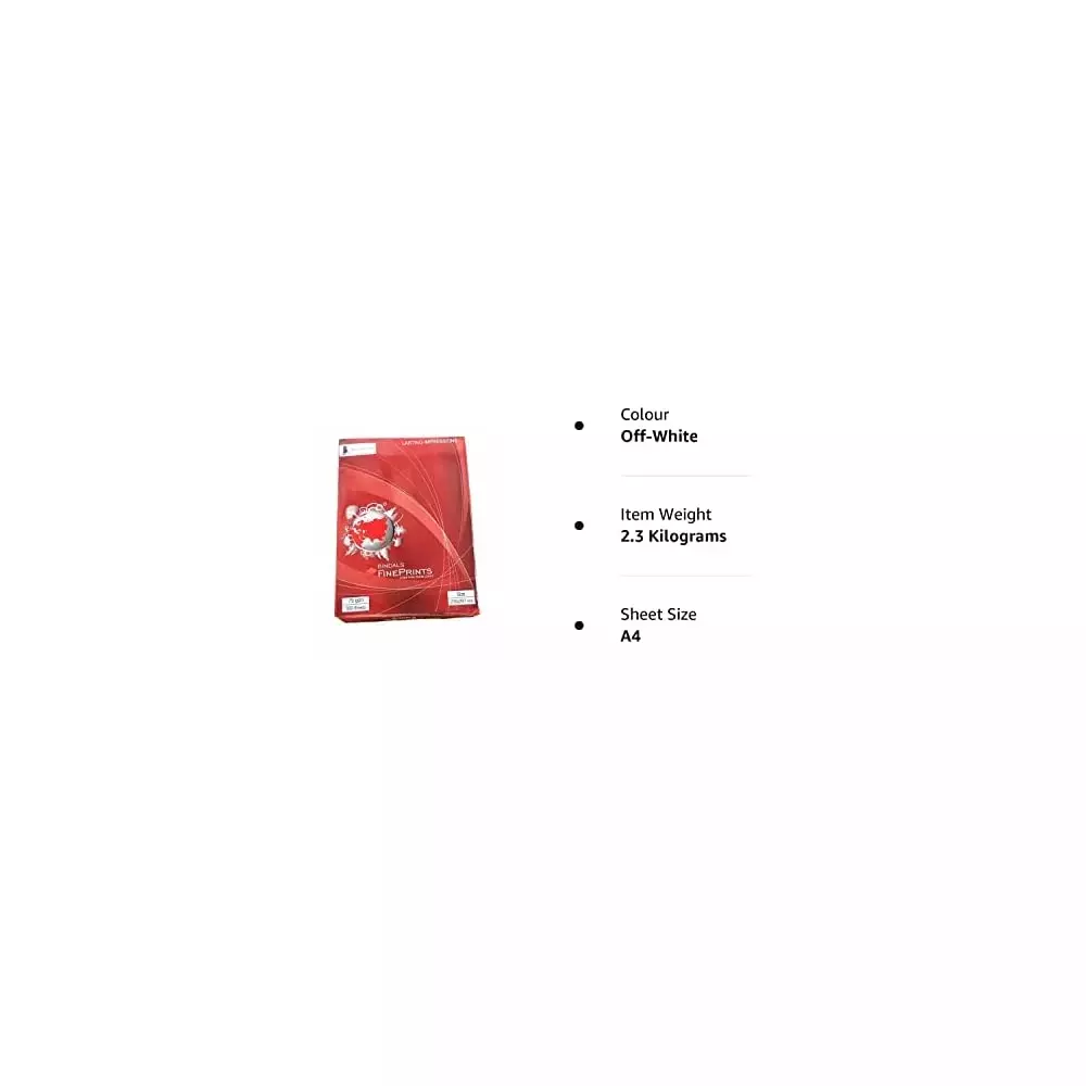 Bindal Fine Prints 75 GSM A4 Size Multipurpose Copier Paper 500 Sheets, White (Pack of 20 Ream)