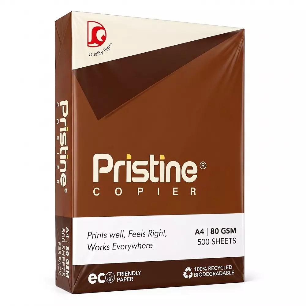 Pristine Copier Paper 80 GSM A4 Size 500 Sheets White (Pack of 1 Ream)