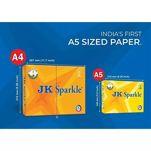 JK Sparkle Copier Paper A5 70 GSM (Pack of 5)