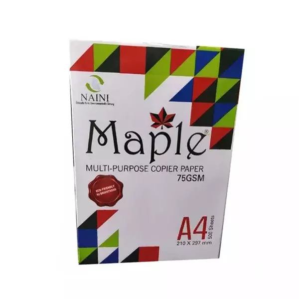 Naini Maple 75 GSM A4 Size Multipurpose Copier Paper 500 Sheets, White (Pack of 40 Ream)