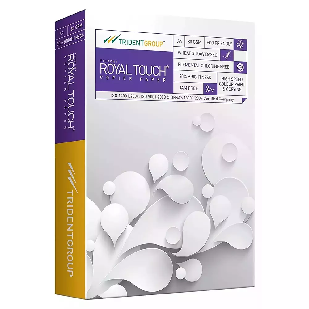 Trident Royal Touch 80 GSM A4 Size Multipurpose Copier Paper 500 Sheets, White (Pack of 20 Ream)