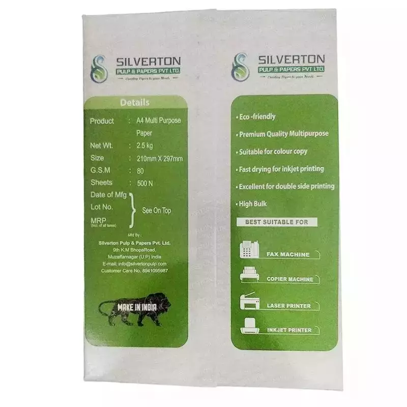 Silverton 80 GSM White A4 Size Copier Paper (Pack of 40 Ream)