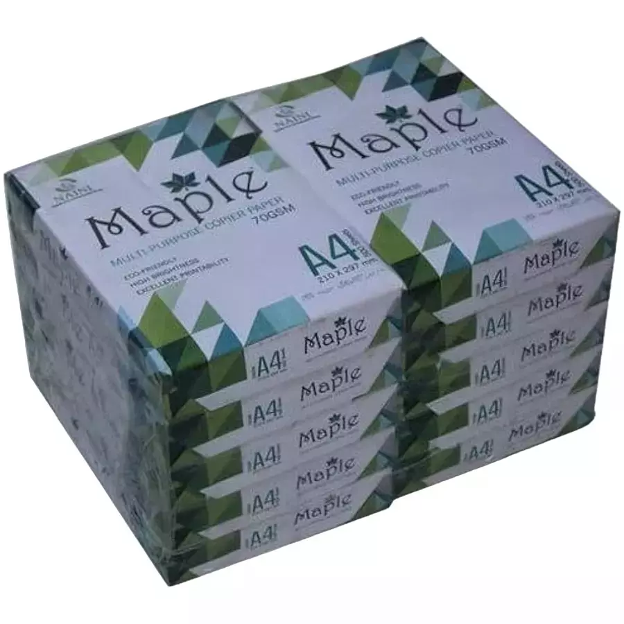 Naini Maple (Pack of 10 Ream) 70 GSM A4 Size Multipurpose Copier Paper 500 Sheets, White