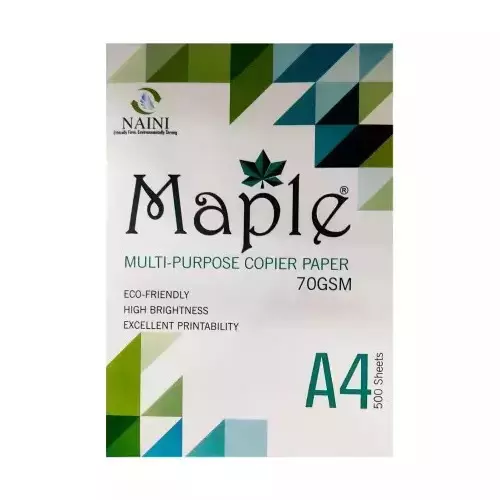 Naini Maple 70 GSM A4 Size Multipurpose Copier Paper 500 Sheets, White (Pack of 40 Ream)