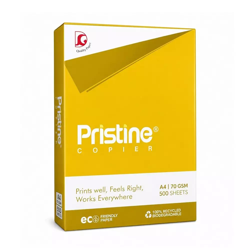 Pristine Copier Paper 70 GSM A4 Size 500 Sheets White (Pack of 5 Ream)