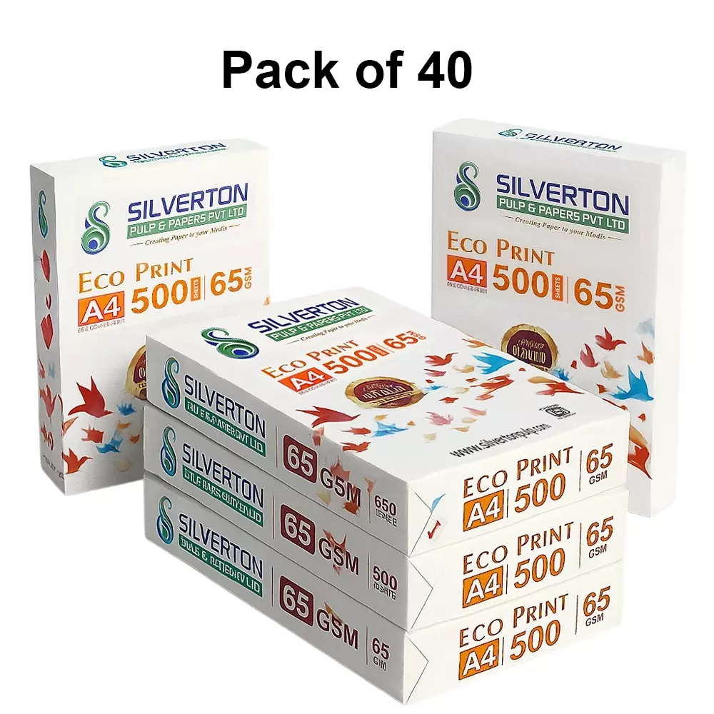 Silverton 65 GSM White A4 Size Copier Paper (Pack of 40 Ream)