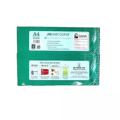 JK Easy 70 GSM A4 Size Multipurpose Copier Paper 500 Sheets White (Pack of 5 Ream)