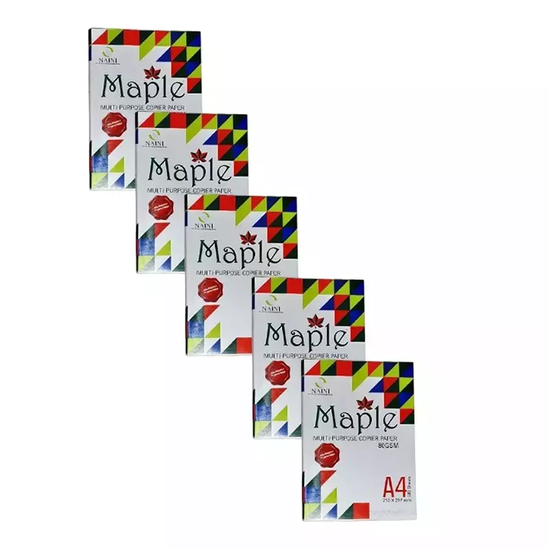 Naini Maple 75 GSM A4 Size Multipurpose Copier Paper 500 Sheets, White (Pack of 5 Ream)