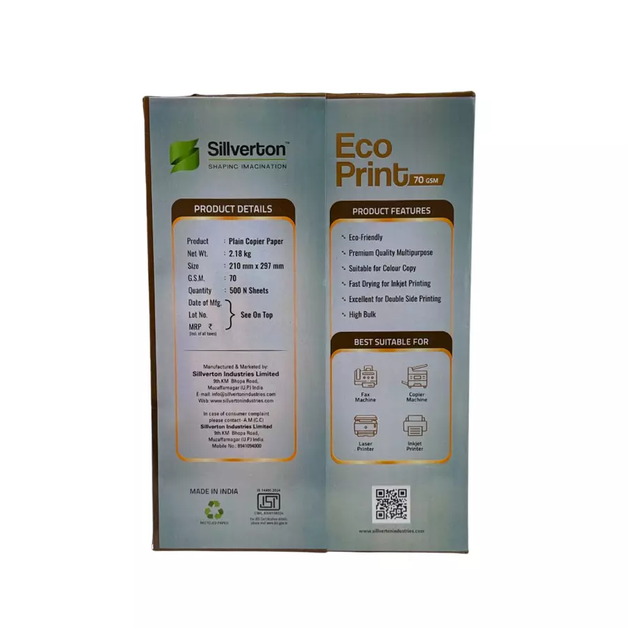 Silverton 70 GSM A4 Copier Paper (Pack of 5 Ream)