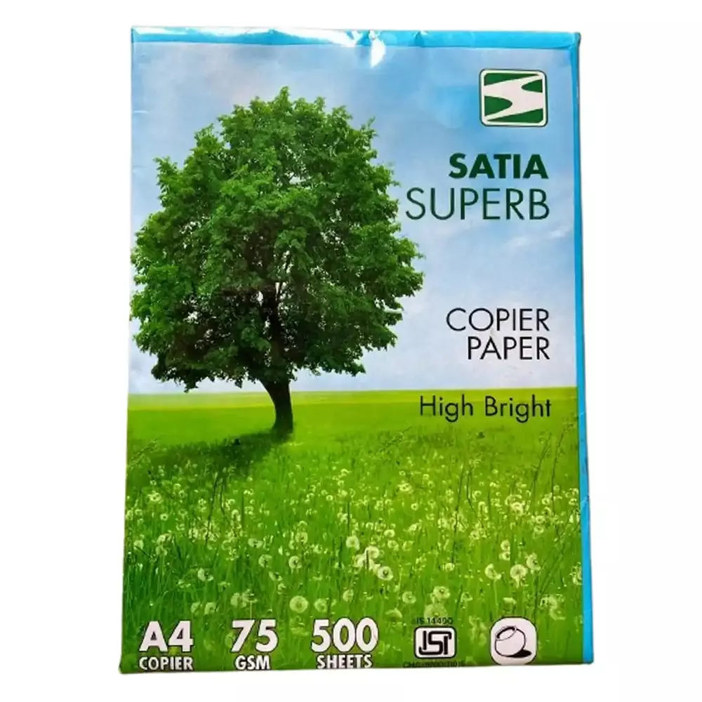 Satia Superb Copier Paper A4 Size 75 GSM 500 Sheets per Ream, White (Pack of 40 Ream)