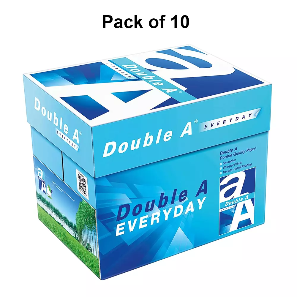 Double A 500 Sheets Per Ream Copier Paper 70 GSM White A4 Size (Pack of 10 Ream)